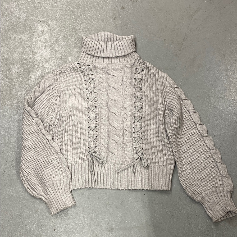 Free people Cozy Gray Cable Knit Sweater